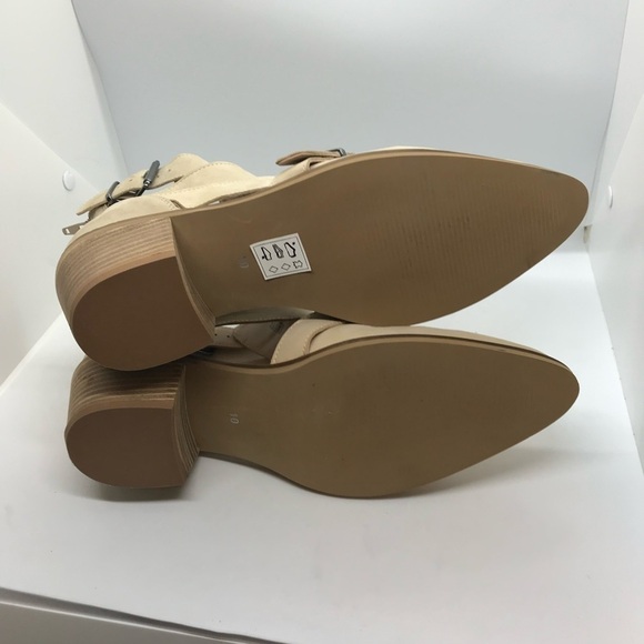 Crevo Leather Strappy Shootie Size 10 Zipper Back Block Heels JESSAMINE Bone - Picture 7 of 10